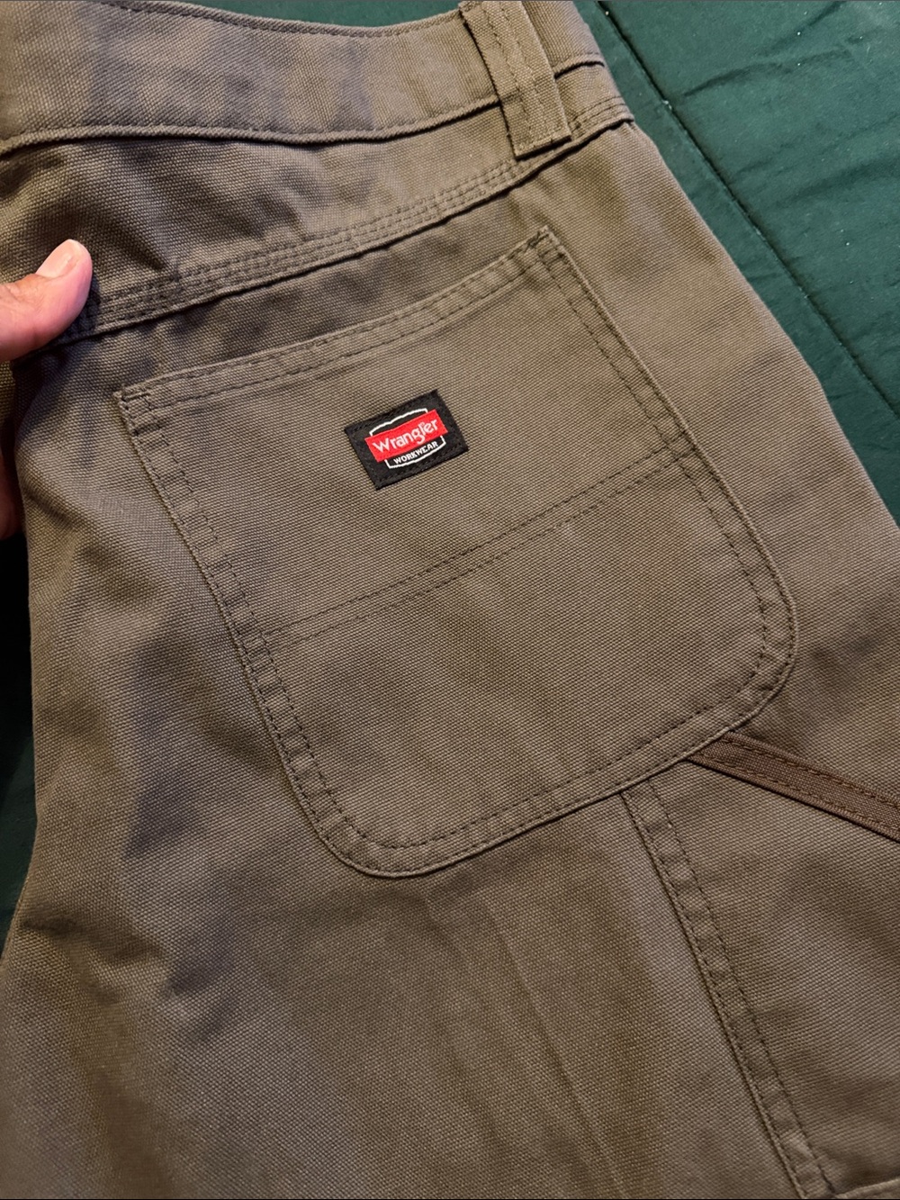 Wrangler Olive/Brown Carpenter Pants with Pocket Logo